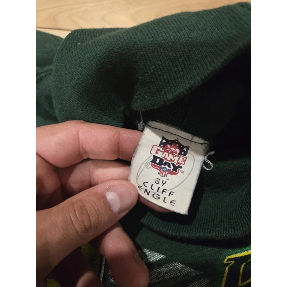 VTG 90s GREEN BAY PACKERS CLIFF ENGLE 1996 SPELL OUT SWEATSHIRT CREWNECK SIZE XL